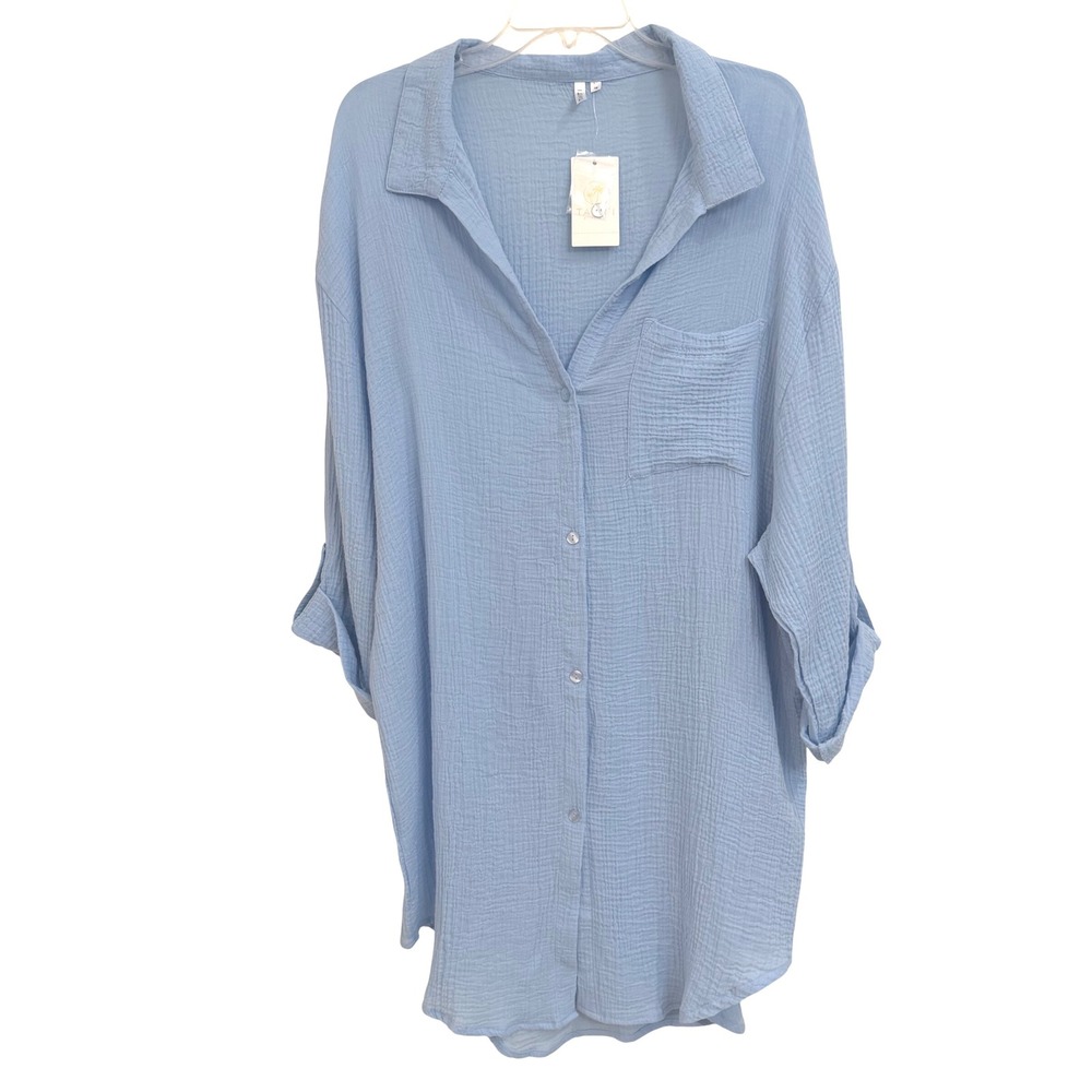 Light Blue Women's Swim Coverup Shirt
